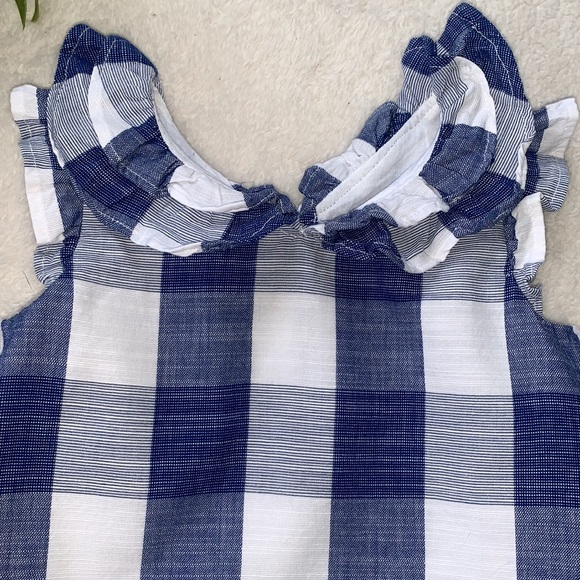 Janie and Jack Cotton Dress 6-12M Blue & White Check EUC - Picture 2 of 11